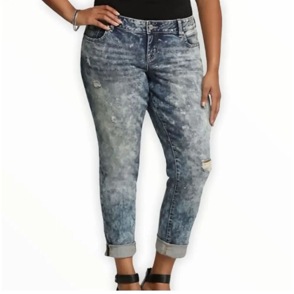 Torrid Distressed Gray Straight Leg Jeans